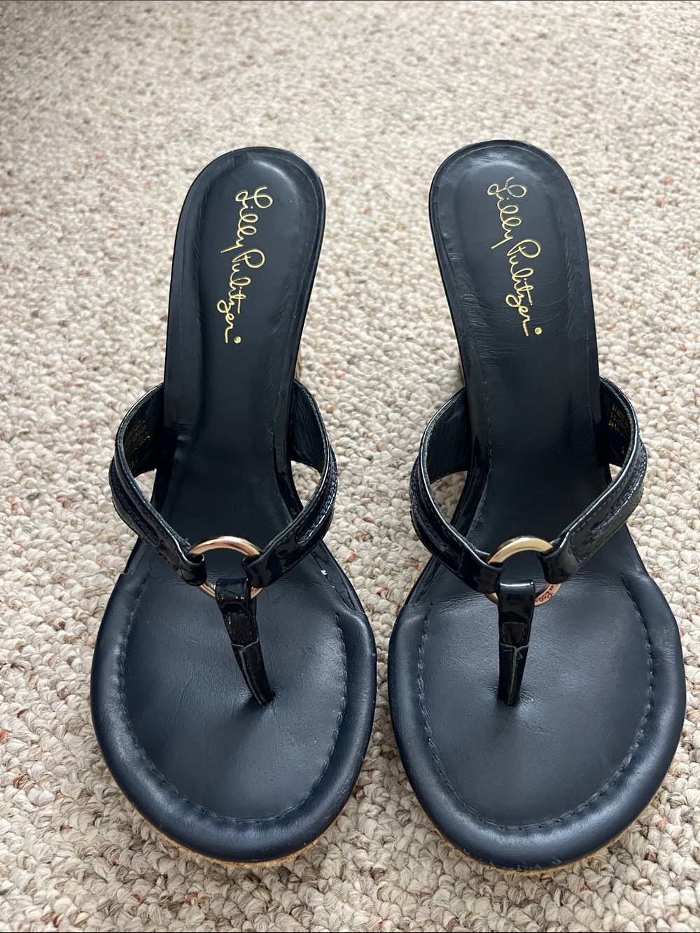 Navy McKim Wedge Sandals by Lily Pulitzer
